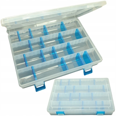 PUDEŁKO skrzynka WĘDKARSKA organizer na akcesoria 25cm , 20 przegródek XD09
