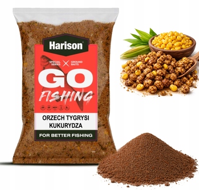 Zanęta wędkarska HARISON 1kg GO-FISH karp lin - Orzech Tygrysi Kukurydza